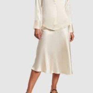 GINIA Silk Cardi Skirt in Pearled Ivory NWT S